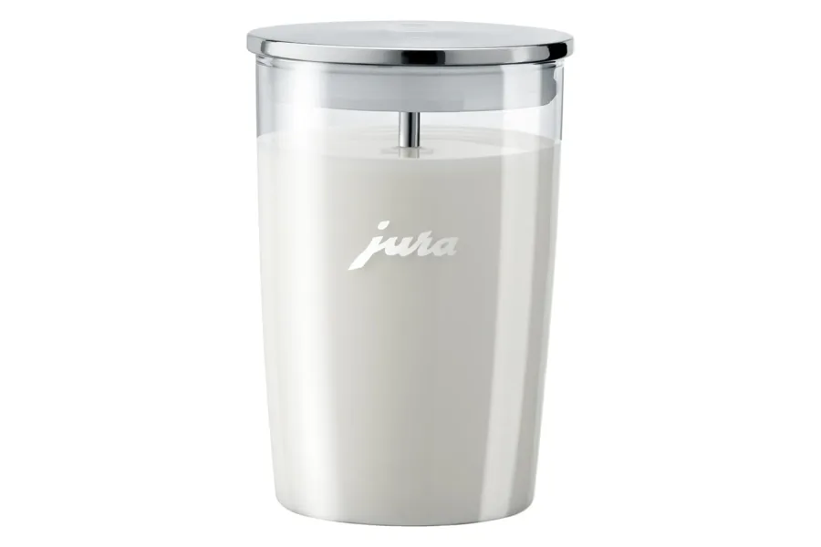 JURA Glass Milk Container with milk inside