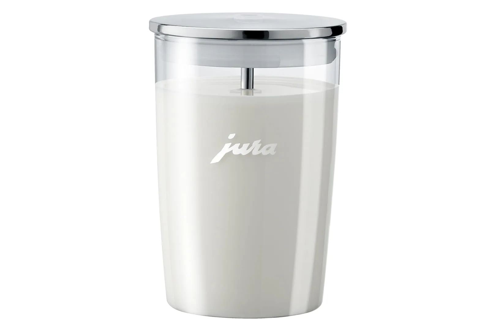 JURA Glass Milk Container with milk inside