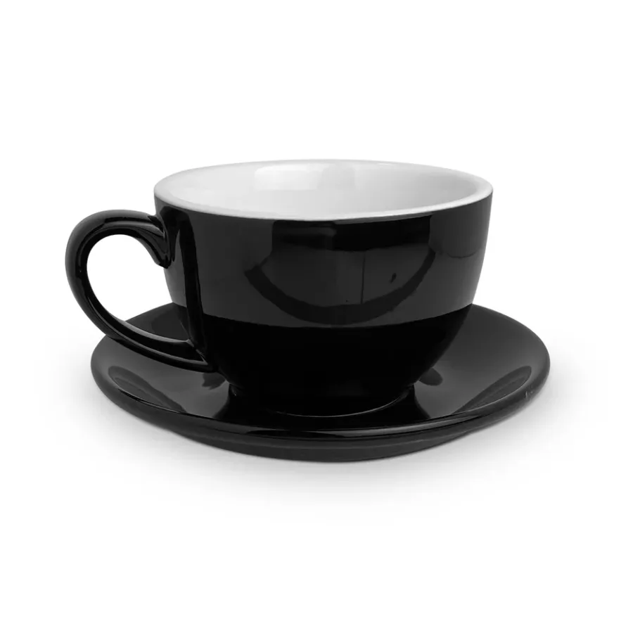 Roaster Central Ceramic Coffee Cup & Saucer - Black