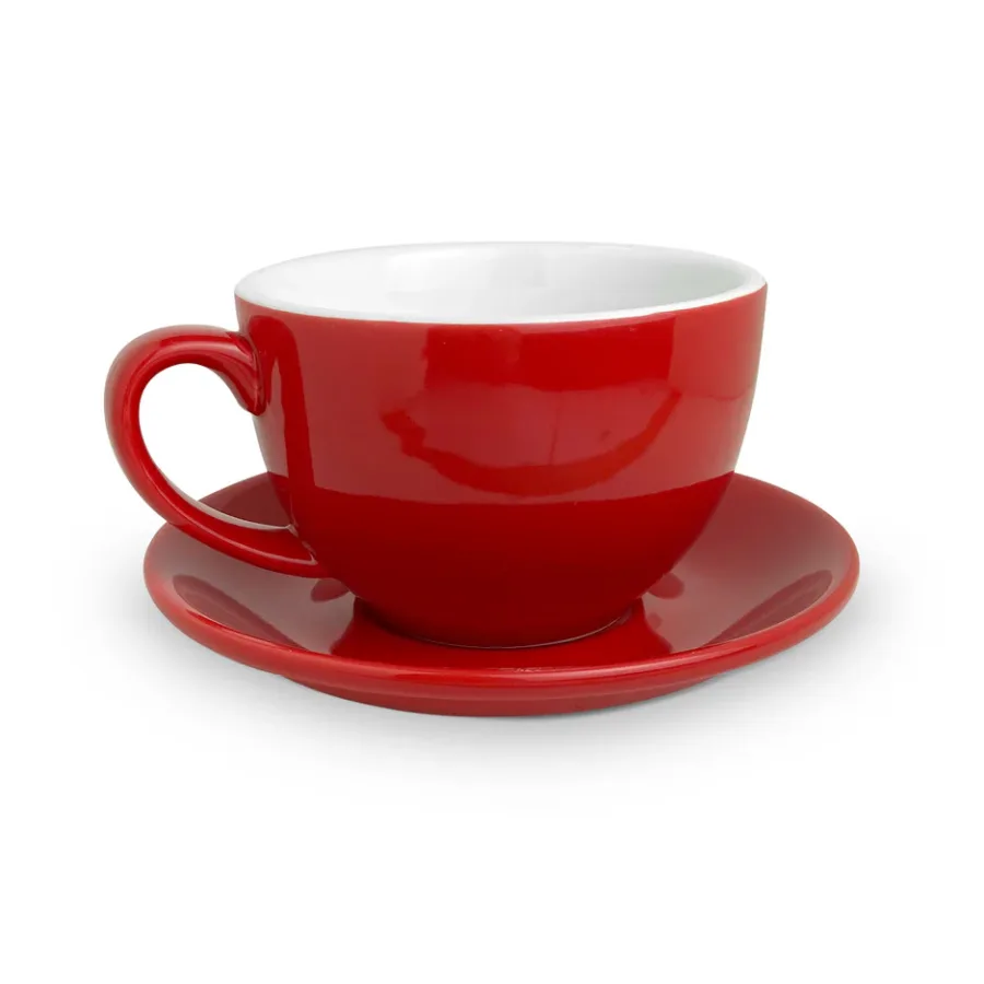 Roaster Central Ceramic Coffee Cup & Saucer - Red