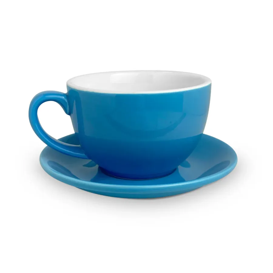 Roaster Central Ceramic Coffee Cup & Saucer - Blue