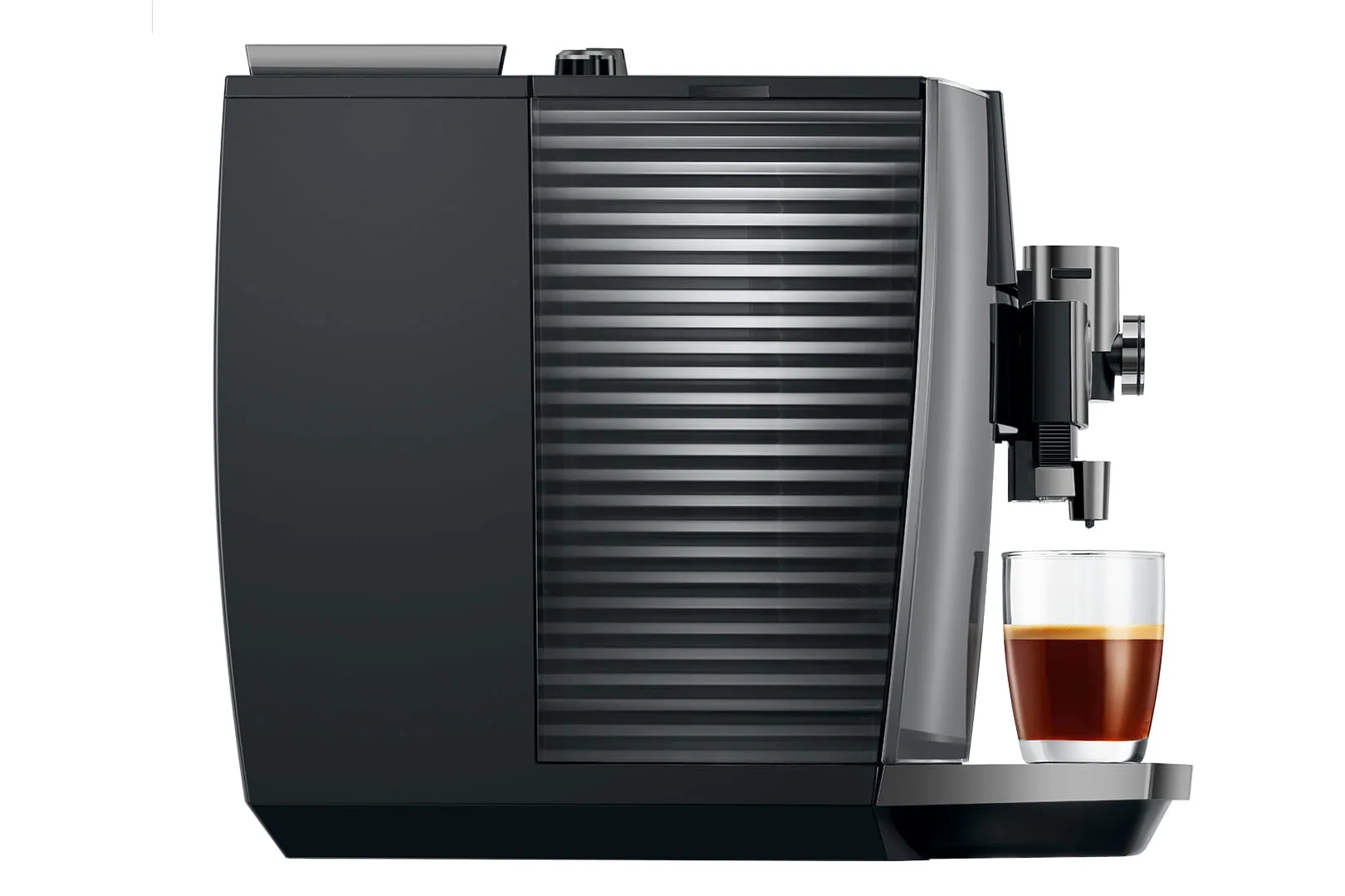 JURA J10 twin Diamond Onyx left side with water tank