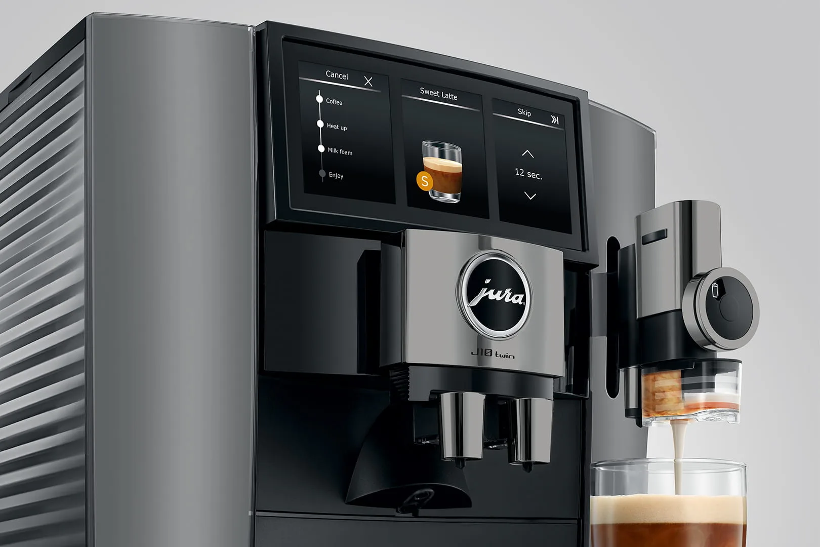 JURA J10 twin Diamond Onyx screen close up